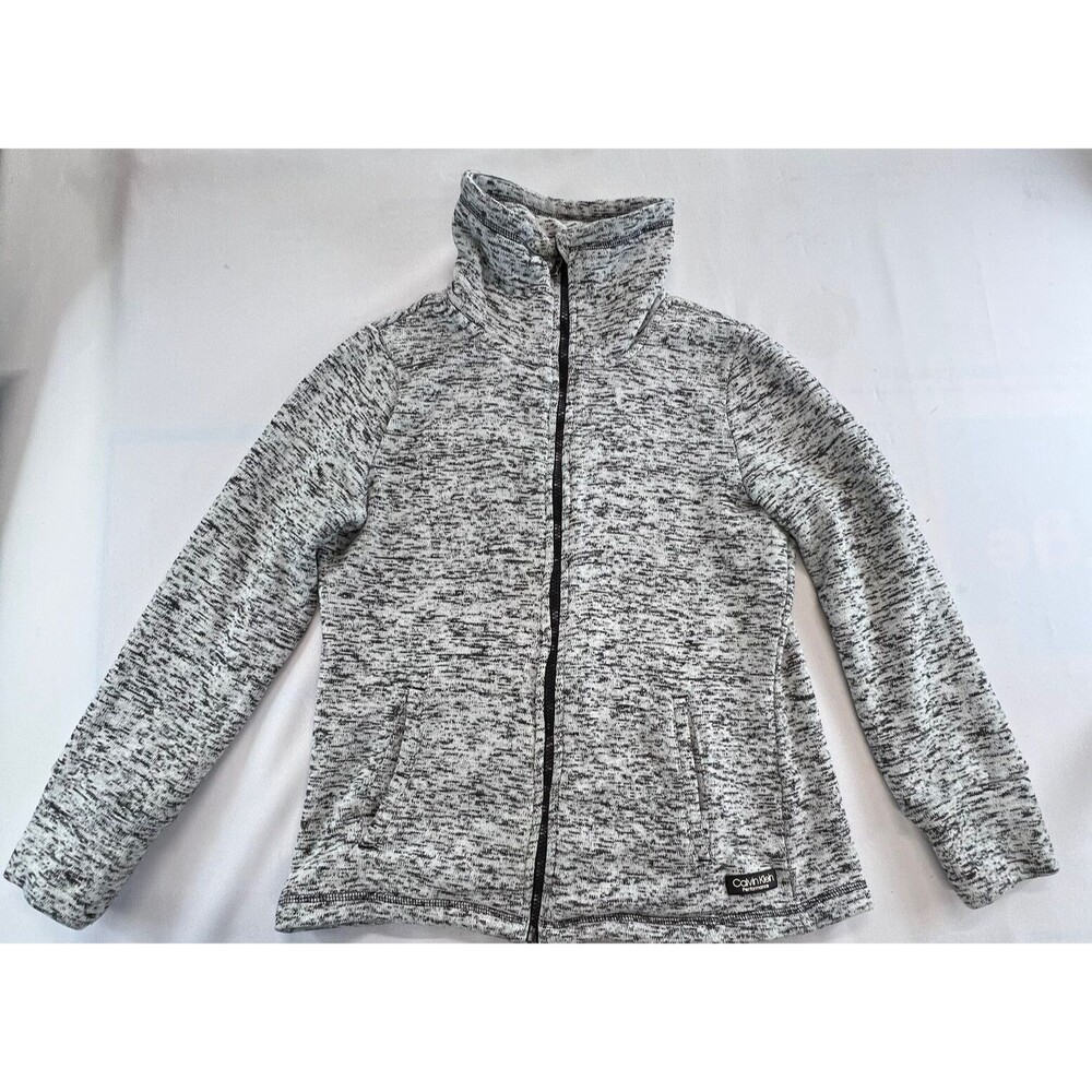 Calvin Klein Performance Womens Medium Black White Long Sleeve Full Zip Jacket